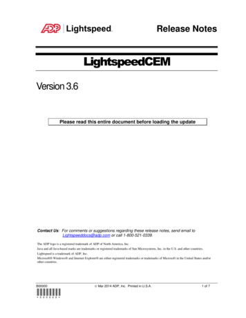 Lightspeed CEM Release Notes - Login