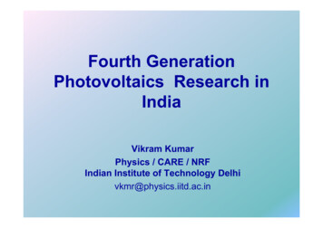 Fourth GenerationFourth Generation Photovoltaics Research In India