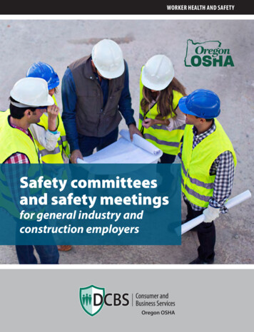 Safety Committees And Safety Meetings For General Industry And . - Oregon
