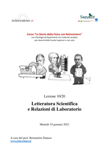 10 - Letteratura Scientifica E Relazioni Di Laboratorio - Reinventore