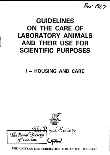 Guidelines On The Care Of Laboratory Animals And Their Use For .