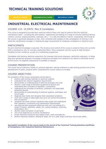 INDUSTRIAL ELECTRICAL MAINTENANCE - Technical Training Solutions