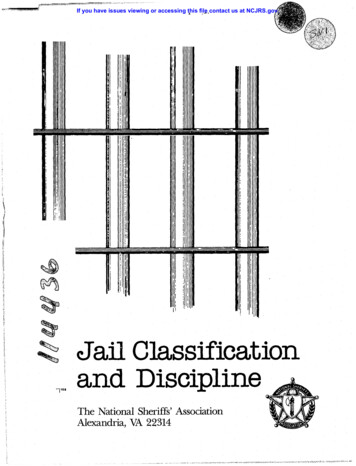 Jail Classification And Discipline - Office Of Justice Programs