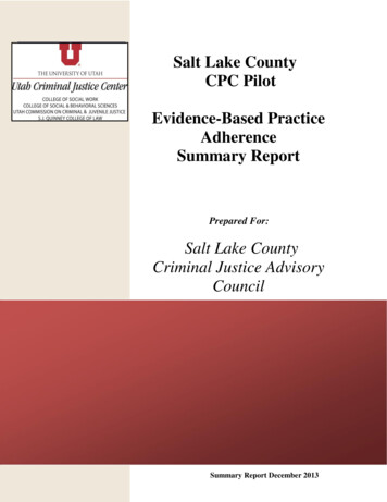 Salt Lake County CPC Pilot Evidence-Based Practice Adherence Summary Report