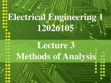 Electrical Engineering 1 12026105 Lecture 3 Methods Of Analysis