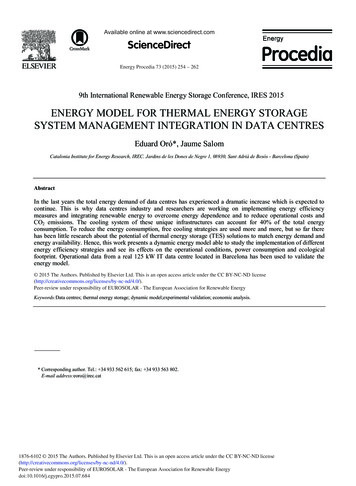 Energy Model For Thermal Energy Storage System Management Integration .