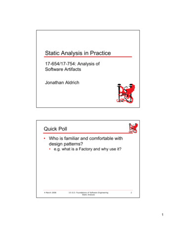 Static Analysis In Practice - Carnegie Mellon University