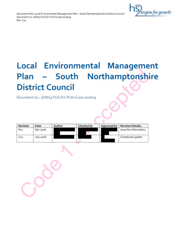 Local Environmental Management Plan South Northamptonshire . - GOV.UK