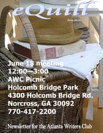 June 18 Meeting - Atlanta Writers Club - Established 1914