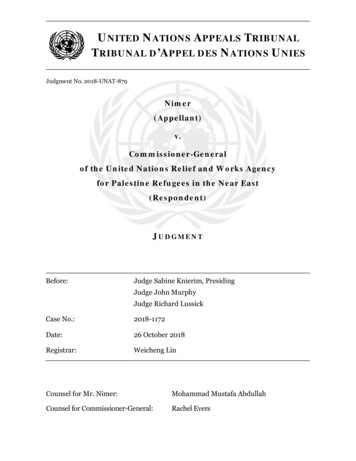United Nations Appeals Tribunal Tribunal D'Appel Des Nations Unies