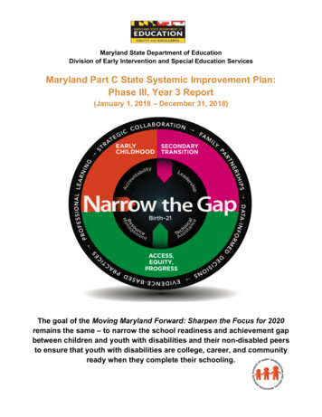 Maryland Part C State Systemic Improvement Plan - Final Report Phase .