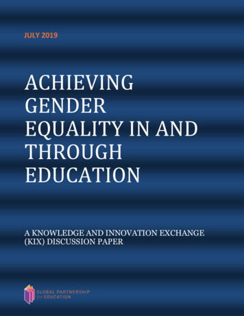 Achieving Gender Equality In And Through Education