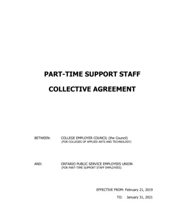 PART-TIME SUPPORT STAFF COLLECTIVE AGREEMENT - Algonquin College