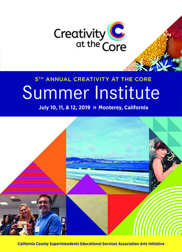 5TH ANNUAL CREATIVITY AT THE CORE Summer Institute