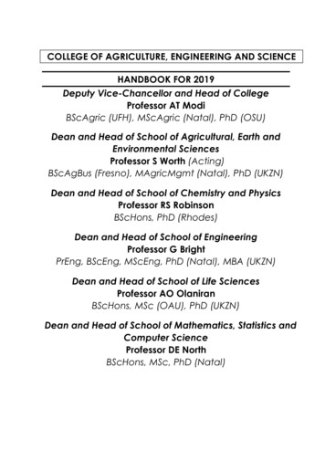 College Of Agriculture, Engineering And Science Handbook For 2019 .