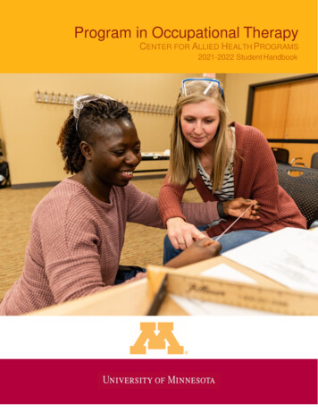 Program In Occupational Therapy - University Of Minnesota