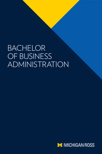 BACHELOR OF BUSINESS ADMINISTRATION - Michigan Ross