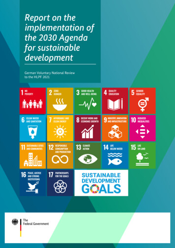 Report On The Implementation Of The 2030 Agenda For Sustainable Development