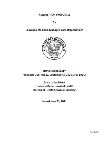 REQUEST FOR PROPOSALS For Louisiana Medicaid Managed Care Organizations