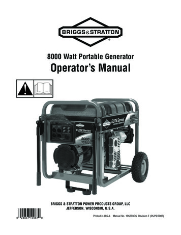 8000 Watt Portable Generator Operator's Manual
