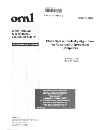Block Sparse Cholesky Algorithms On Advanced Uniprocessor Computers - ORNL