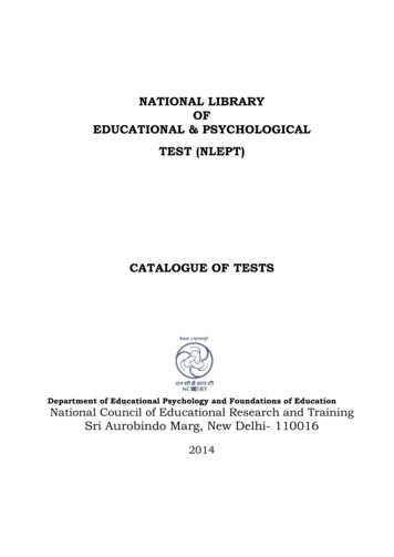 Catalogue Of Tests - Ncert