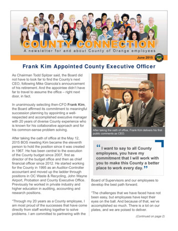 Frank Kim Appointed County Executive Ofﬁ Cer
