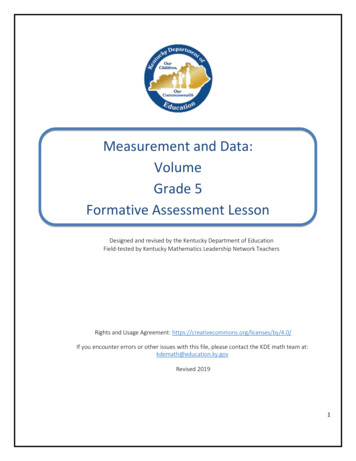 Measurement And Data Volume Grade 5 - Kentucky