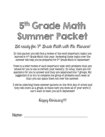 5 Grade Math Summer Packet
