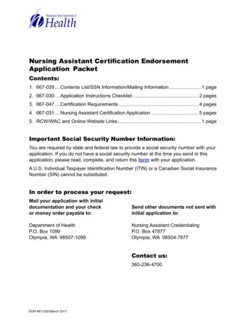 Nursing Assistant Certified Endorsement Application - Academy
