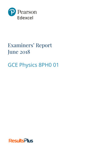 GCE Physics 8PH0 01 8PH0 01 - Edexcel