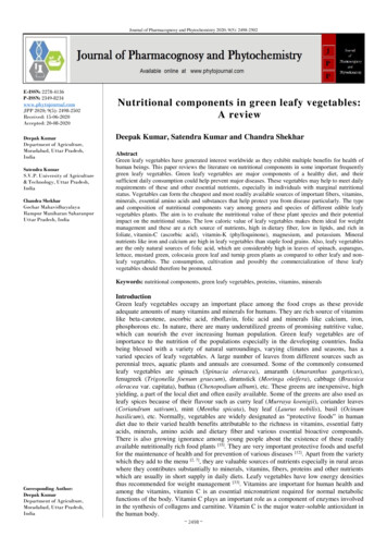 Nutritional Components In Green Leafy Vegetables: A Review