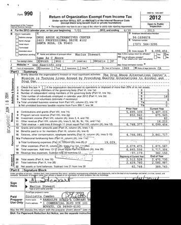 Form Return OfOrganization ExemptFromIncomeTax 2012