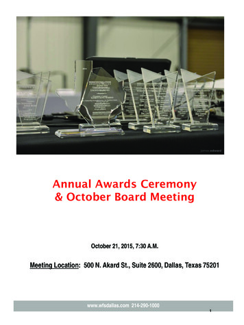 Annual Awards Ceremony & October Board Meeting