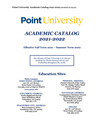 ACADEMIC CATALOG 2021-2022 - Point University