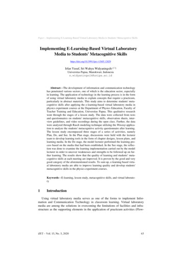 Implementing E-Learning-Based Virtual Laboratory Media To Students .