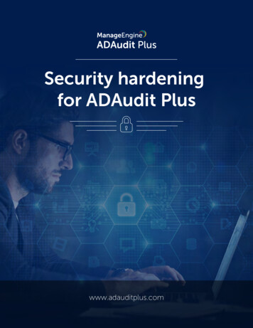 Security Hardening For ADAudit Plus - ManageEngine