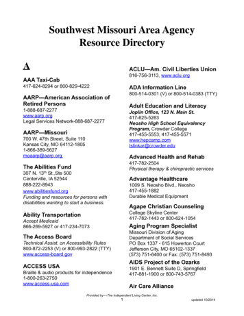 Southwest Missouri Area Agency Resource Directory
