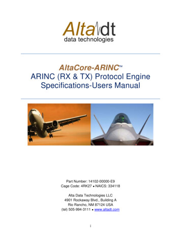AltaCore-ARINC Spec & Users Manual - Alta Data Technologies