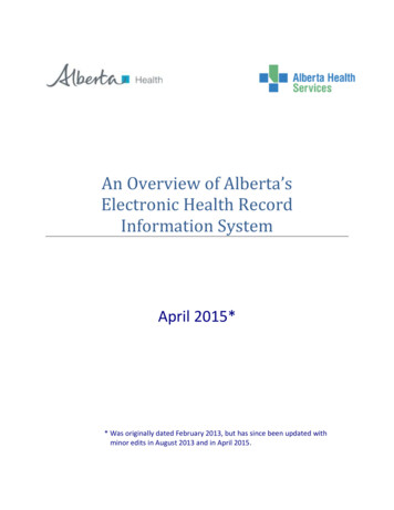 An Overview Of Alberta's Electronic Health Record Information System