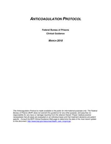 Anticoagulation Protocol - Federal Bureau Of Prisons