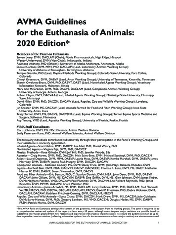 AVMA Guidelines For The Euthanasia Of Animals: 2020 Edition*