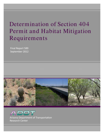 SPR-589: Determination Of Section 404 Permit And Habitat Mitigation .
