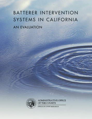 Batterer Intervention Systems N Cali Ifornia