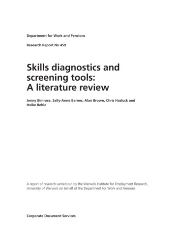 Skills Diagnostics And Screening Tools: A Literature Review