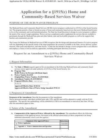 Application For A §1915(c) Home And Community-Based . - Illinois