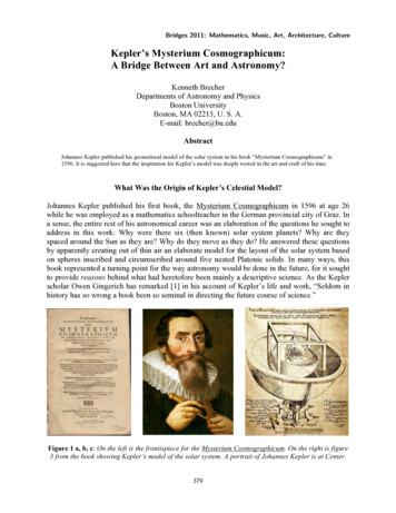 Kepler's Mysterium Cosmographicum: A Bridge Between Art And Astronomy?