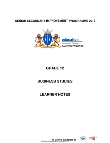 GRADE 12 BUSINESS STUDIES LEARNER NOTES - Mail & Guardian