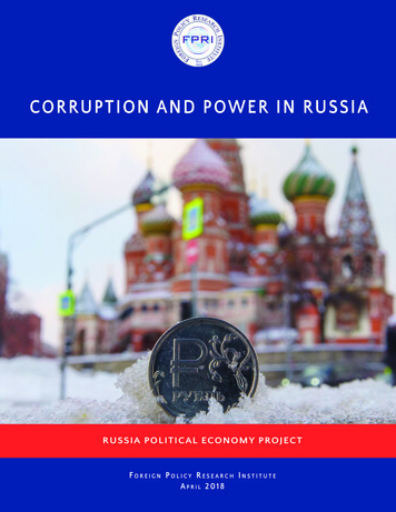 CORRUPTION AND POWER IN RUSSIA - Foreign Policy Research Institute
