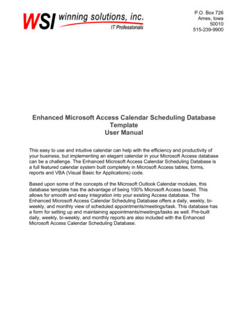 Enhanced Microsoft Access Calendar Scheduling Database Template User Manual